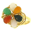 Multicolored Jade Gold Ring